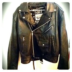 Mens leather motorcycle jacket
